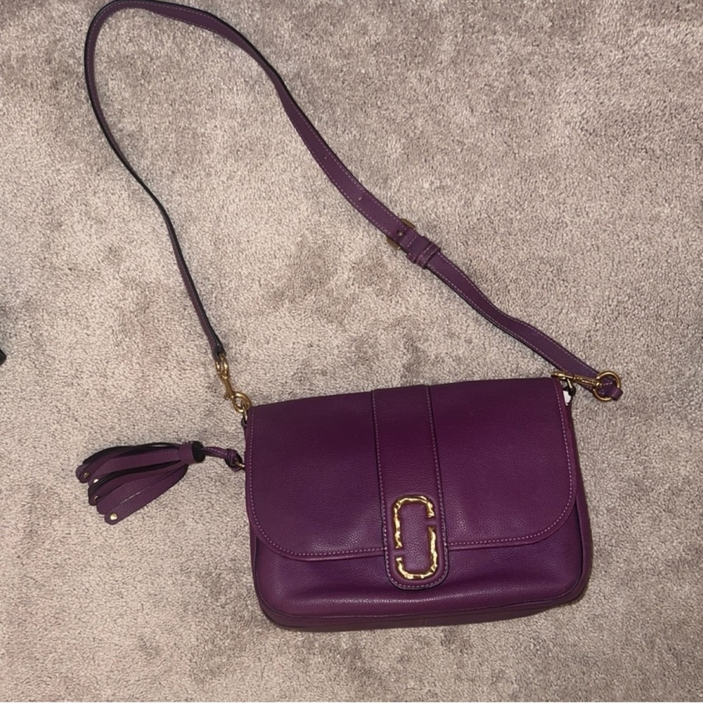 Purple Leather Crossbody Bag